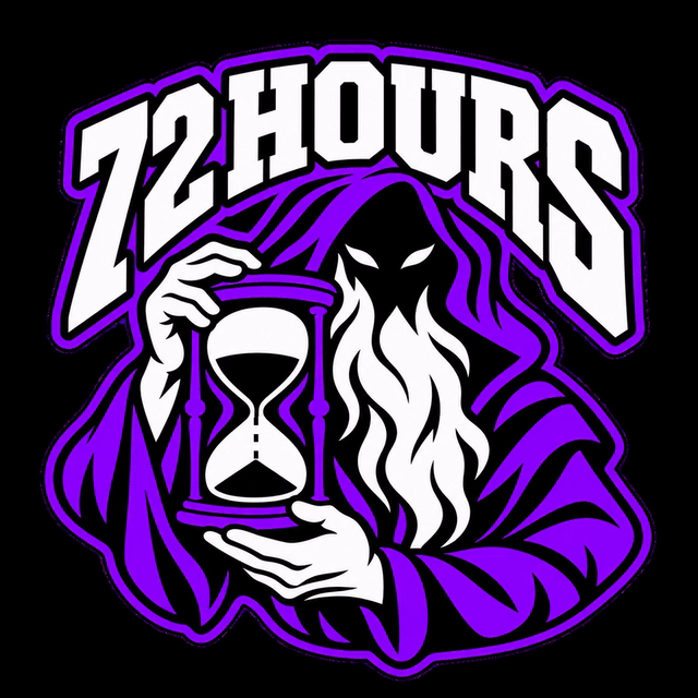 72 Hours animated hourglass logo